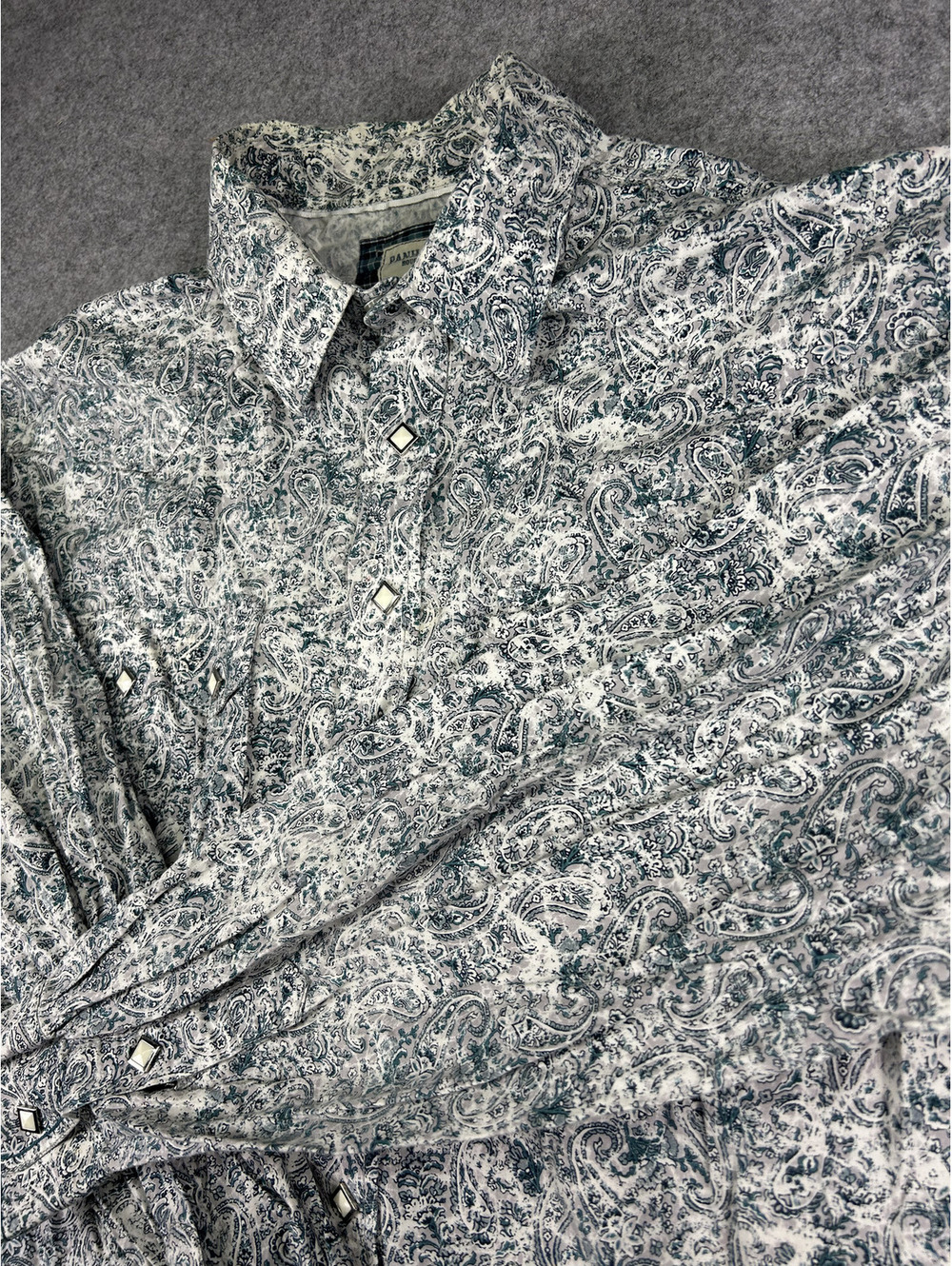 Panhandle Rough Stock Long Sleeve Western Shirt Men XL Pearl SNap Paisley Rodeo